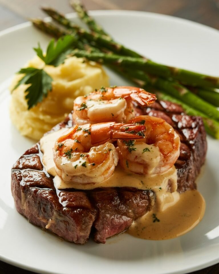 Ribeye Steak with Cajun Shrimp Cream Sauce