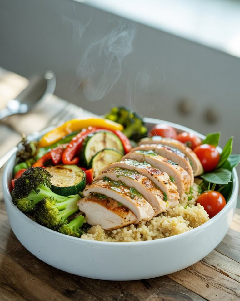  Grilled Chicken & Veggie Quinoa Bowl (Diabetic-Friendly)
