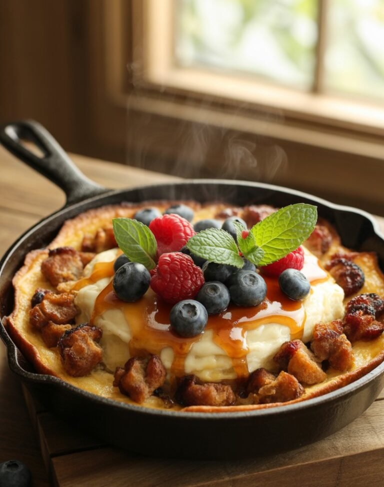 Gourmet Breakfast Skillet: Pancake & Sausage Strata