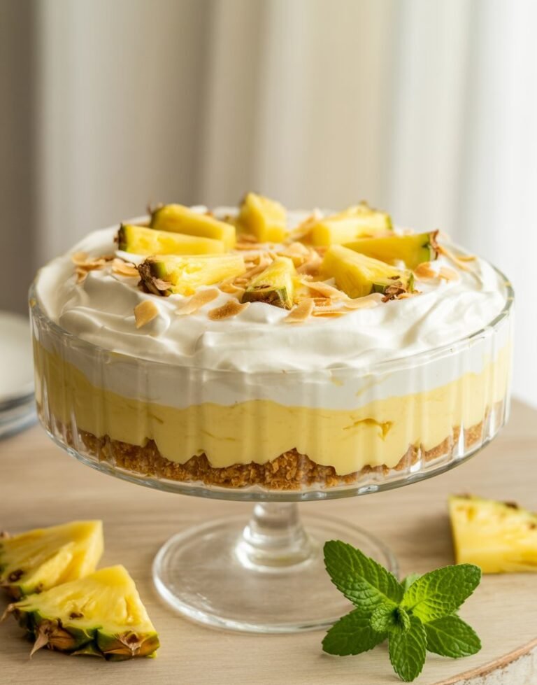 No-Bake Pineapple Cream Dessert – A Tropical Delight Made Easy